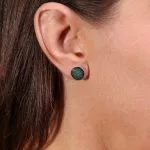 Boucle d’oreille puce en céramique Mystère Malachite - Bleu/Vert Minéral